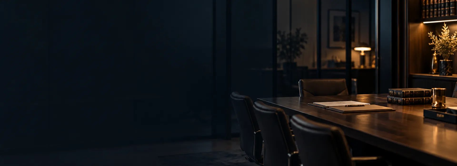 Interior del despacho con iluminación tenue